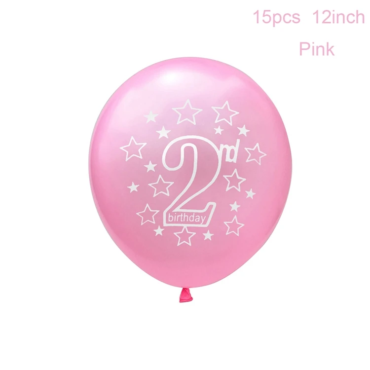 Pink Йориу 15 шт с днем рождения 2 года воздушный шар детский душ мальчик девочка латексные шары набор конфетти 2-й день рождения украшения Дети - Цвет: Pink
