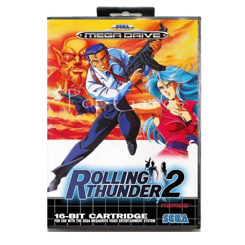 Rolling Thunder 2 с коробкой для 16 битной игровой карты Sega MD Mega Drive видеоконсоли