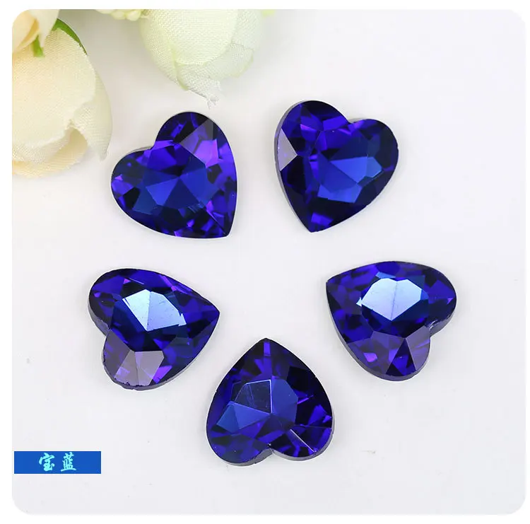 Сапфировый синий в форме сердца с острым дном стеклянные стразы сделай сам