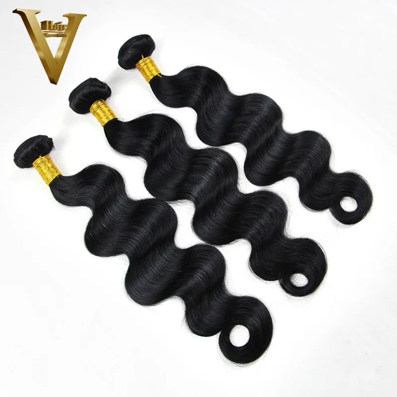 Необработанные Виргинские бразильские волнистые человеческие волосы 3 пучка с
