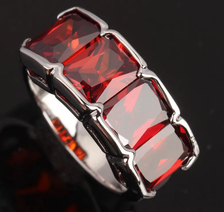 Ценный 4 шт спортивный Красный гранатовый серебряное покрытие вечерние