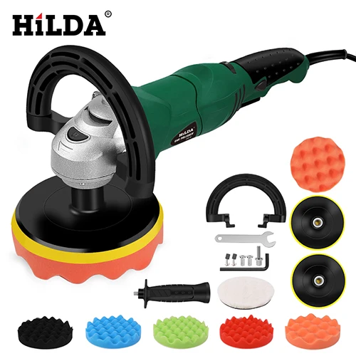 SET 3 Автомобильный полировщик HILDA, 1200 Вт, переменная скорость, 3500 об/мин, 150 мм, автомобильный инструмент для ухода за краской, полировальная машина, шлифовальный станок M14, электрический полировщик пола - Цвет: SET 3