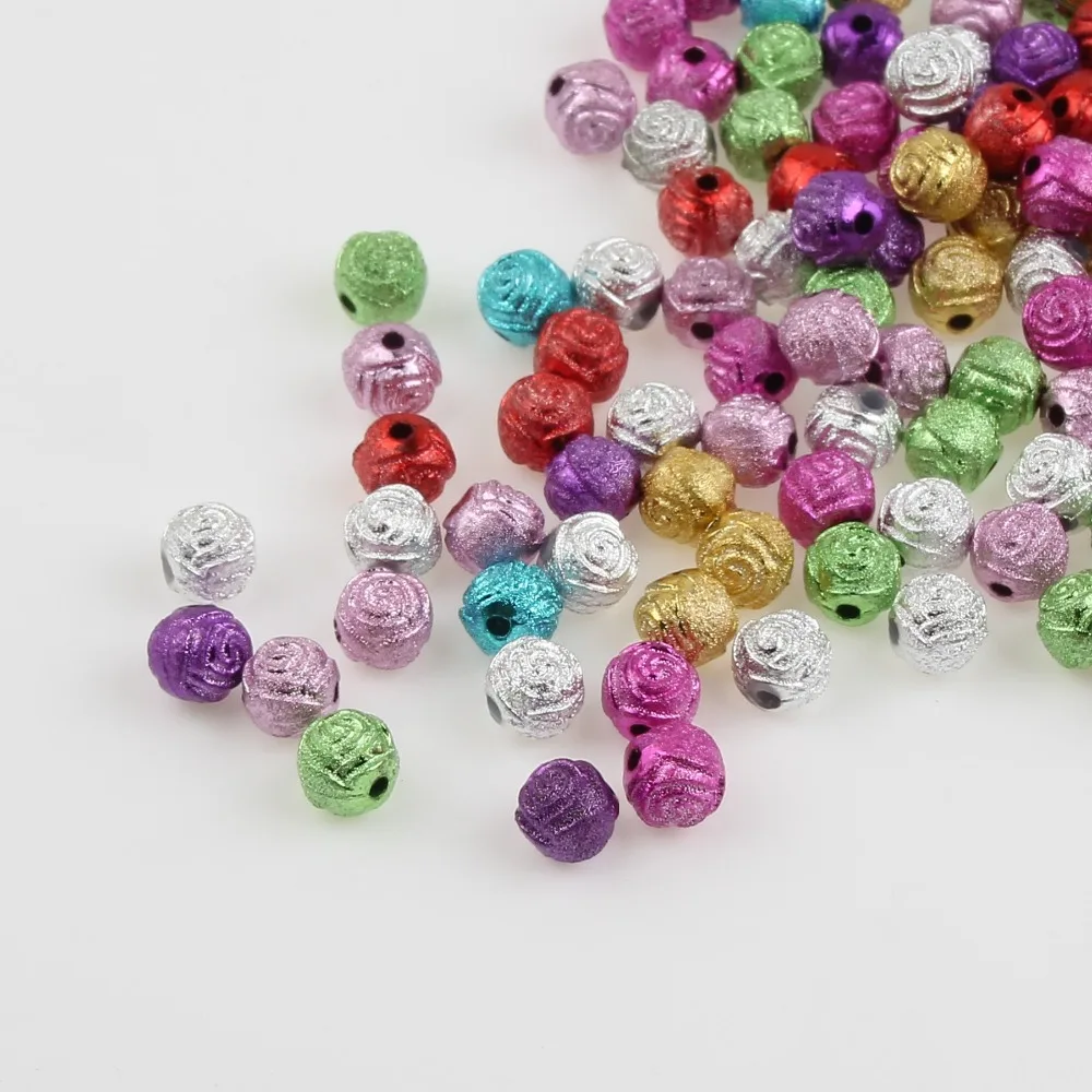

Mixcolor 150Pcs Rose Mold Acrylic Surbe Spacers Beads Fit Charm Bracelet Necklace DIY Jewelry Making