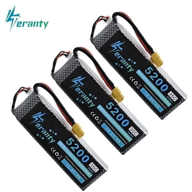 

Teranty 4s 14.8V 5200mAh Lipo Battery For RC Cars Robot Airplanes Helicopter Spare Parts 4s Battery 14.8v RC Drone Battery 3Pcs