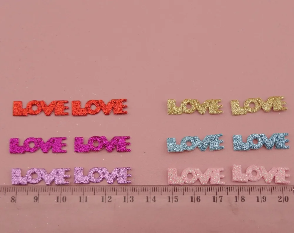50PCS 8mm*2.8cm glitter words&quotLOVE&quot patches appliques Spacers for DIY bling LOVE | Украшения и аксессуары