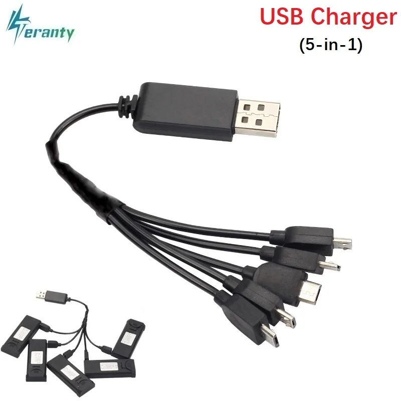 3.7v 500mAh (5 in 1) Charger For E58 S168 JY019 Xs809 Xs809w Xs809hw Battery Multi-function charging Cable Rc Drone Spare Parts