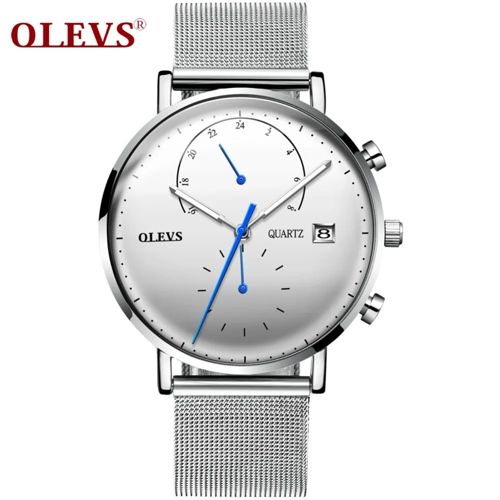 OLEVS Luxury Multifunctional Watch Women's Calendar Luminous Hands Clock Mens Grid Steel Strap Wrist Watches relogio masculino | Наручные