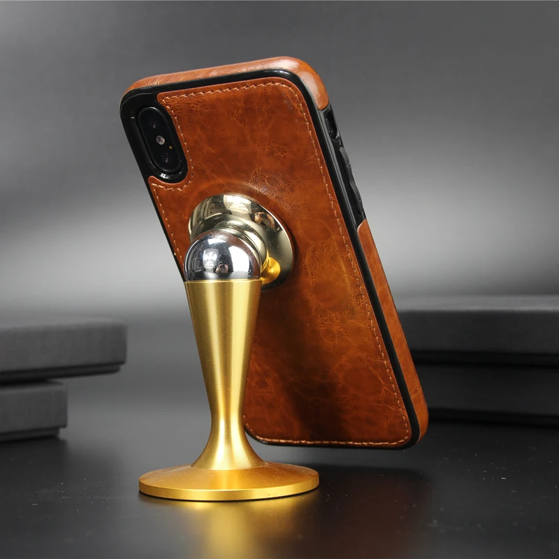 Absorption Leather Case for iphone XS Max XR X Magnetic Car Holder Stand 5s 6 6s Plus 7 7Plus 8 8Plus |