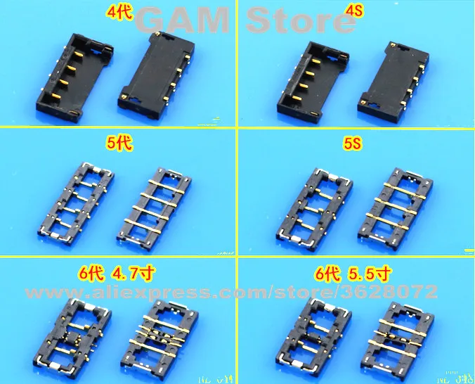 Разъем для аккумулятора FPC iPhone 4 5 6 6Plus 6S 6SP 7 7Plus 8 8P X внутренняя подставка сменный