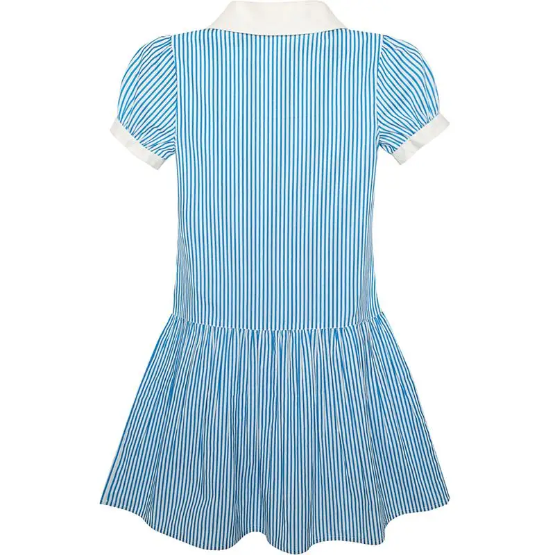 Sunny Fashion платья для девочек платье Синий Белый полоса Воротник Школьная форма