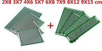 16pc pcb prototype board 2 54mm circuit universal stripboard veroboard double side 2x8 3x7 4x6 5x7 6x8 7x9 8x12 9x15 2pcs each