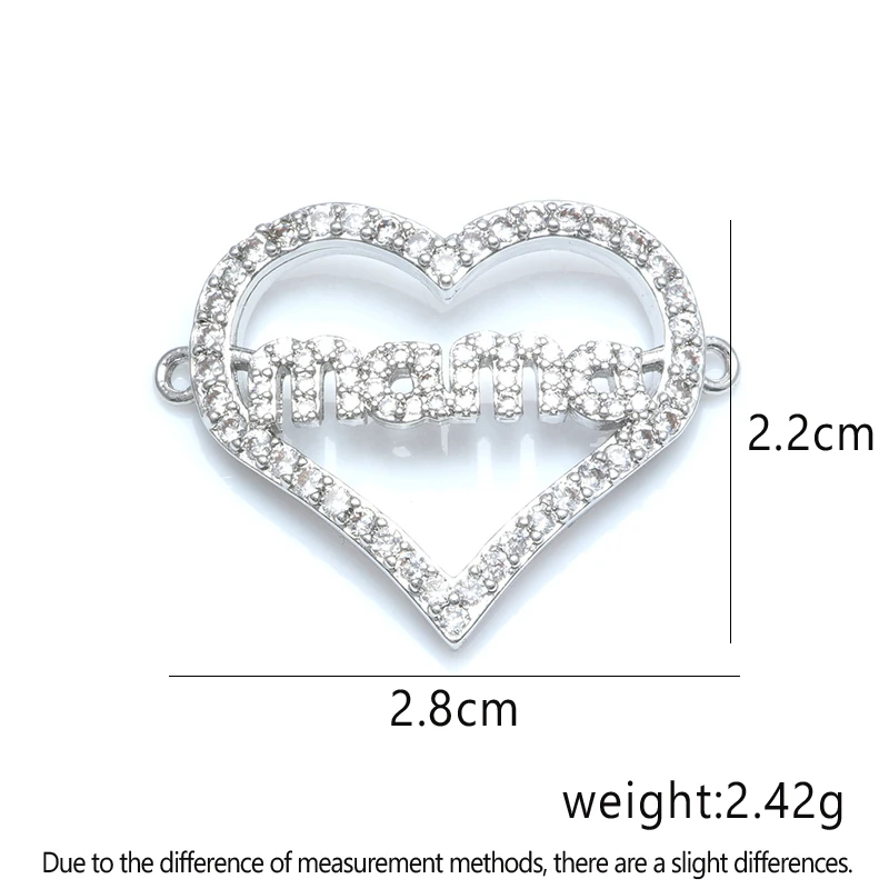 Разноцветные циркониевые Подвески с сердечком и коннектором мама для