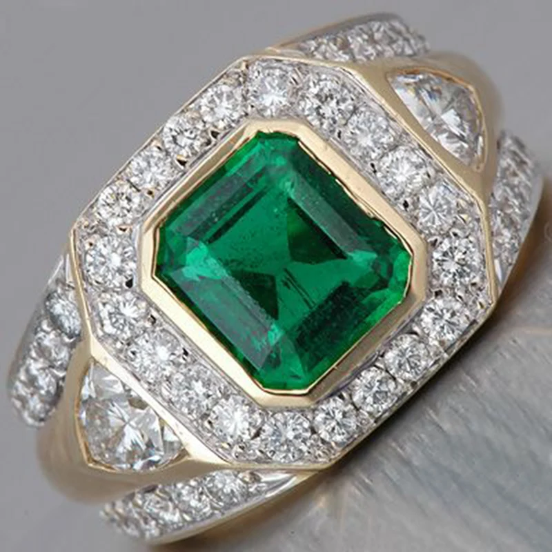 M223 Ring Квадратные Кольца с зеленым камнем для женщин, Винтажные Ювелирные Изделия, роскошное кольцо с кристаллами, подарок на помолвку, кольцо, аксессуары F5M030 - Цвет основного камня: M223 Ring
