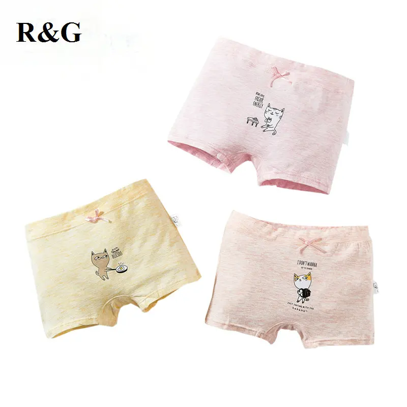 

R&G kids panties 3 pcs/lot girls panties cotton underwear cartoon and lovely boxer briefs panties for children 2019 new-702