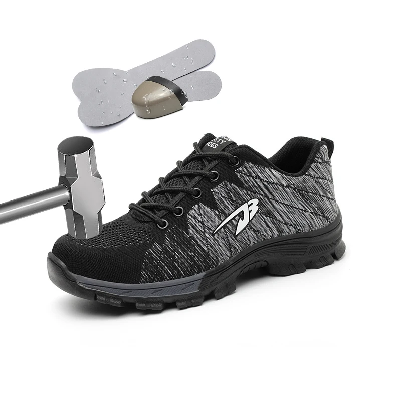 

Мужская обувь, защитные ботинки, плетеные дышащие рабочие ботинки со стальным носком, непрокалываемые высококачественные походные ботинки