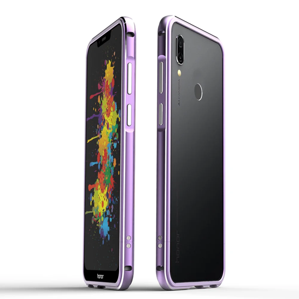 Huawei Honor Play защитный бампер Honor play чехол Роскошный Глянцевый Алюминиевый металлический каркас для huawei Honor Play COR-L29 чехол - Цвет: Фиолетовый