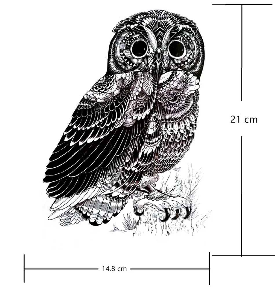 Холодный Черный Сова Форме Татуировки Наклейки для Сексуальных Женщин и Мужчин