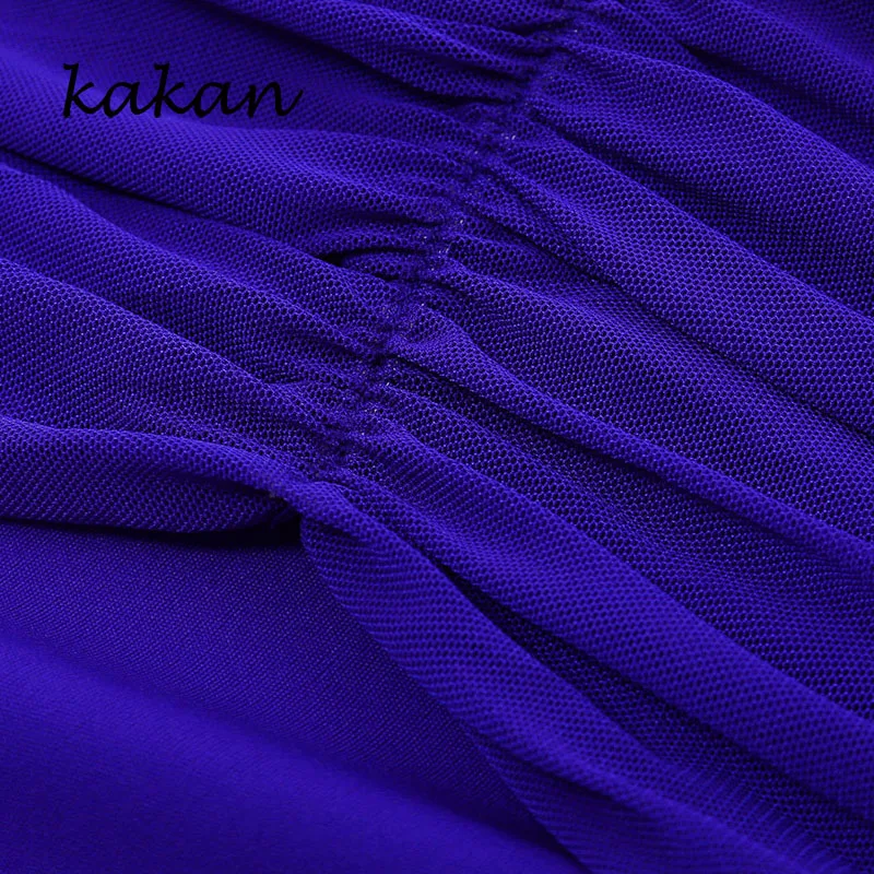 

Kakan Solid color stitching long sleeve pleated tube top jumpsuit One shoulder trousers trousers jumpsuit