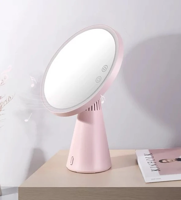 Pink Зеркало для макияжа, умный bluetooth-динамик, аудио заполняющий светильник, двухсторонний светодиодный светильник, зеркальное зеркало в красный горошек, бренд, классный подарок - Цвет: Pink