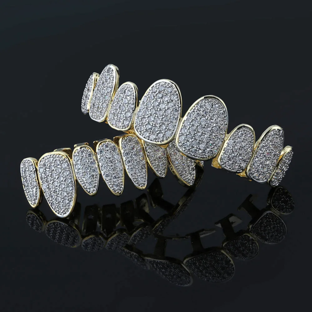 JINAO серебряный цвет Iced Out Gold Grillz ювелирные изделия с кристаллами Верхняя Нижняя решетка 8 зубов ювелирные изделия для тела хип-хоп Bling AAA кубический циркон для мужчин