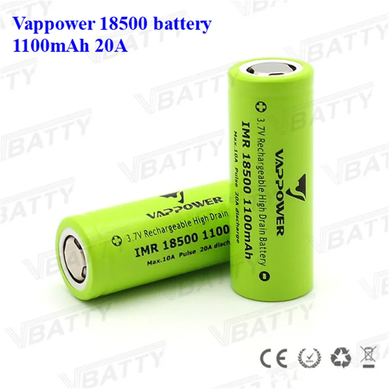 3 7 V 1100Mah IMR18500 литиевая аккумуляторная батарея Vappower 18500 1100mah 20A литий ионный