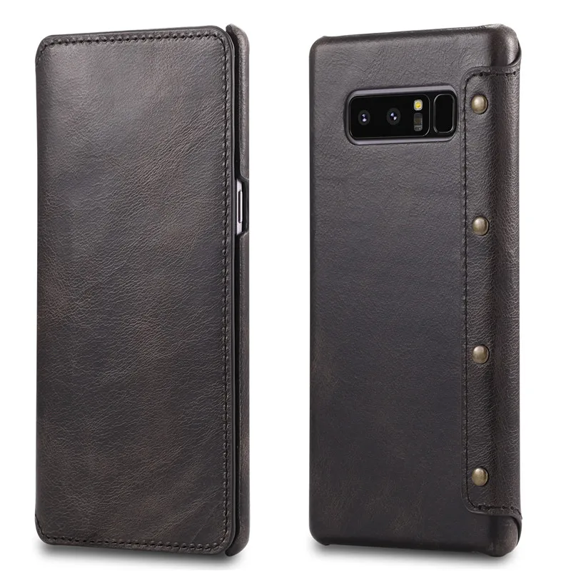 Чехол-книжка ELAIDE для samsung Galaxy Note 8, чехол из натуральной кожи, чехол для телефона samsung Note 8, чехол для samsung Note8 - Цвет: Black