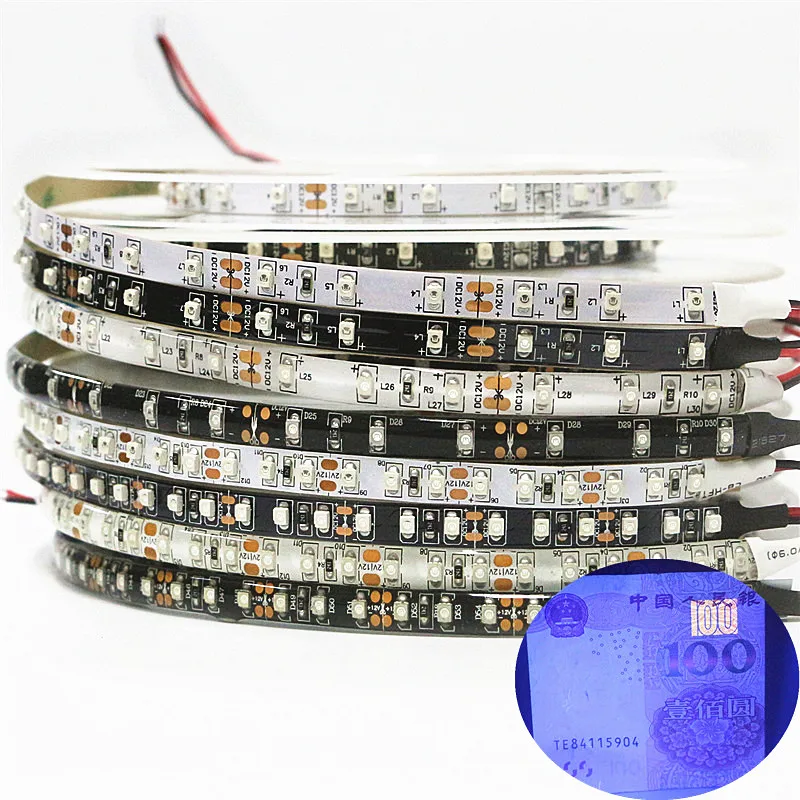 0 5 м ультрафиолетовая Светодиодная лента 395 410nm blacklight 3528 SMD Водонепроницаемая