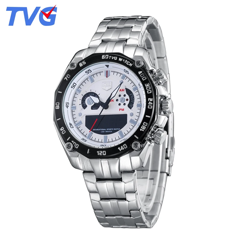 TVG мужские часы лучший бренд Роскошные Кварцевые цифровые светодиодный военные