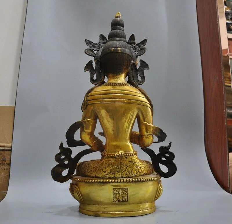 

wedding decoration 19" Tibet Buddhism bronze copper Tara goddess Vajrasattva Kwan-yin Buddha statue