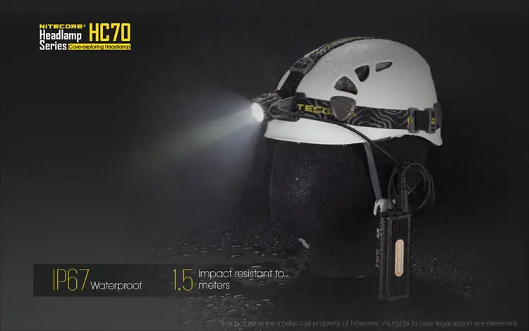 Налобный фонарь NITECORE HC70 CREE XM-L2 U2 светодиодный Макс. 1000LM дальность луча 180 м перезаряжаемый головной светильник для велосипеда головной светильник searh светильник