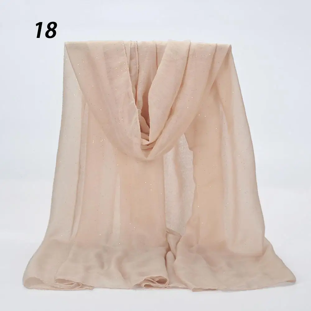 18 Beige Sparsil женский весенний Блестящий однотонный шарф мягкие пляжные шали осенние женские тонкие обертки хиджаб шарфы 180*90 см универсальные - Цвет: 18 Beige