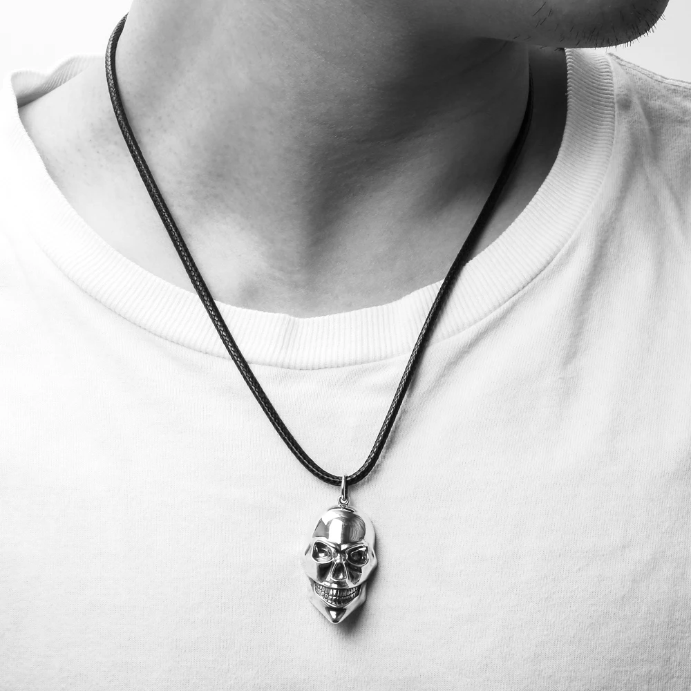 Strollgirl 925 Sterling Silver Skull V for Vendetta Pendants & Necklaces For Women Punk Chain Necklace Fashion Jewelry Gifts|skull fashion|sterling