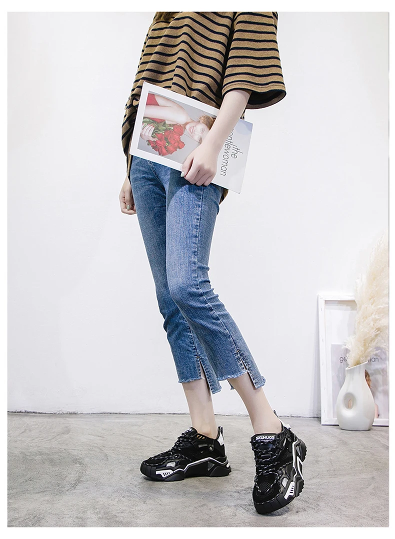 CAMTOO Fashion Genuine Leather Women's Platform Sneakers Dad Shoes Woman Casual Shoes Chunky Trainers Zapatos De MuJjer