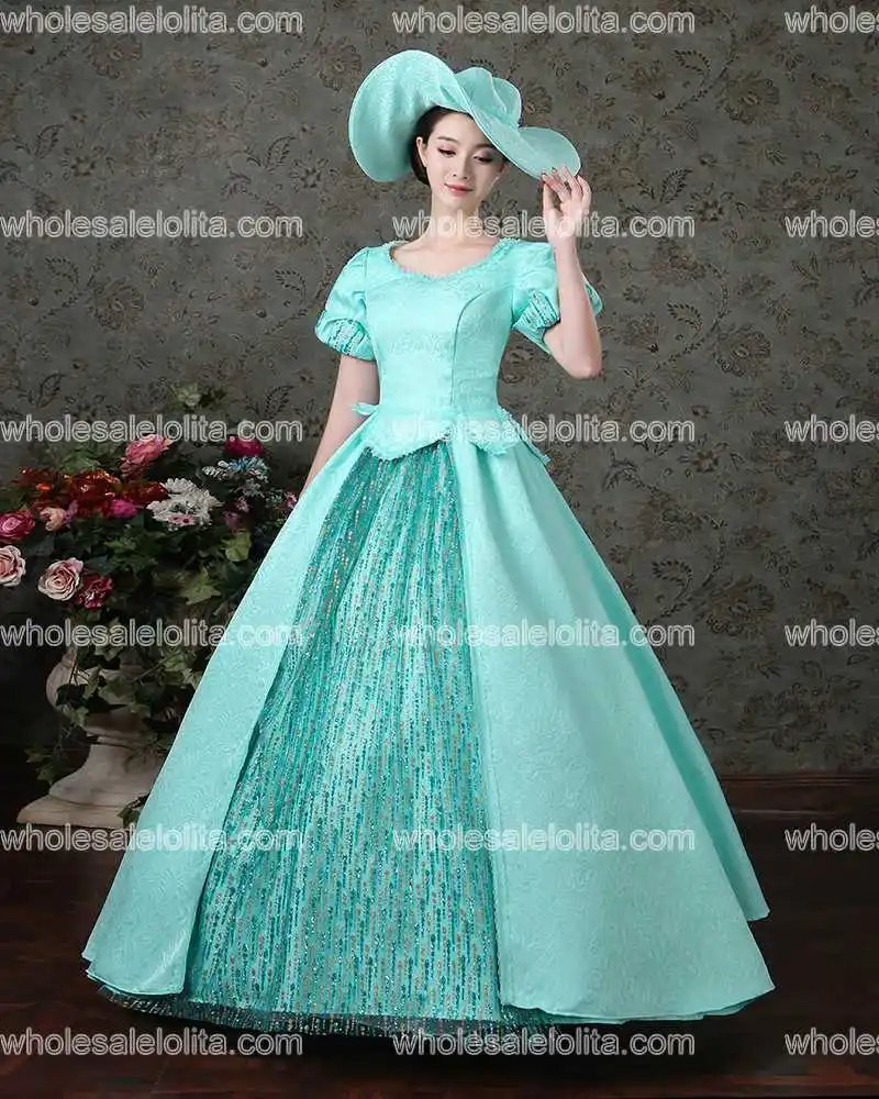 Новое поступление бальное платье синего цвета в стиле рококо Марии-Антуанетты