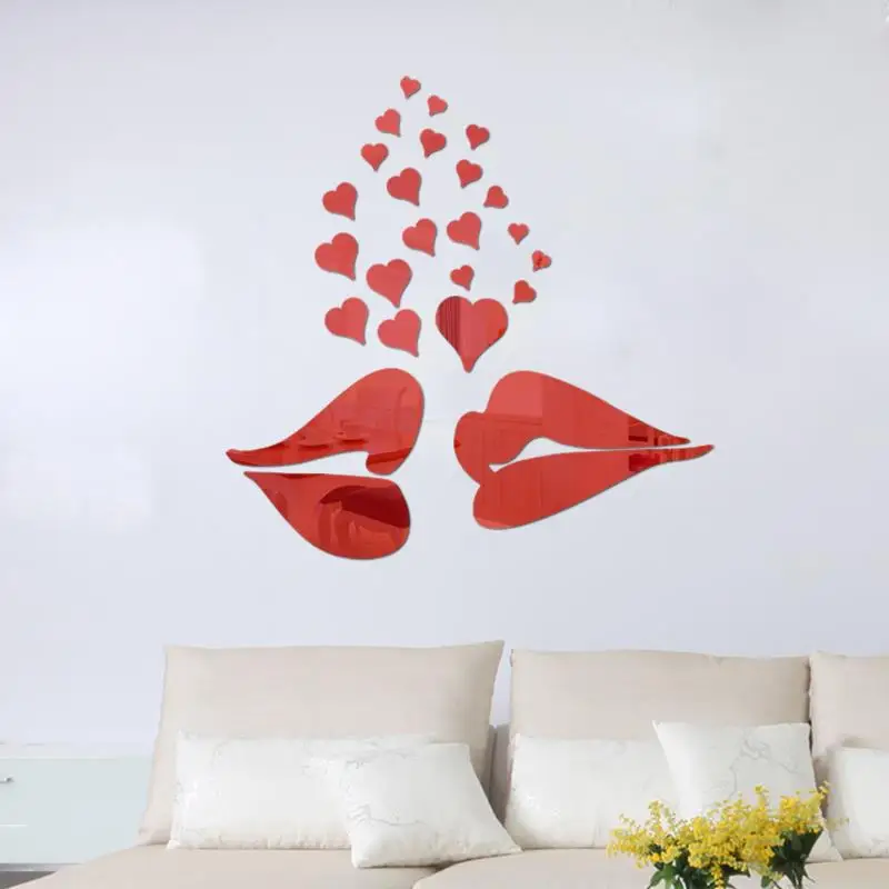 3D DIY Lover целующиеся настенное зеркало стикер стены украшения 1 мм толщиной ps