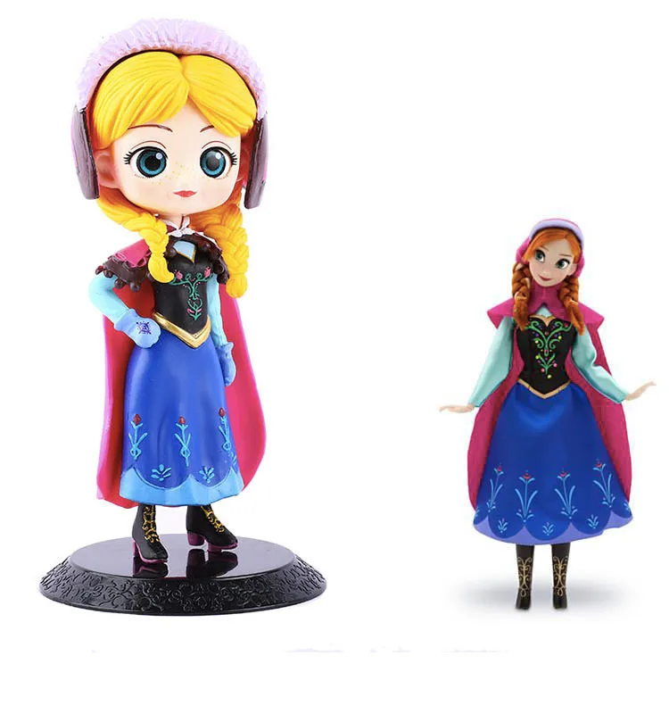 2 Дисней Принцесса игрушки Q Posket Замороженные Эльза Анна ПВХ Фигурки Белоснежка Мерида куклы детские игрушки для девочек подарок - Цвет: 2