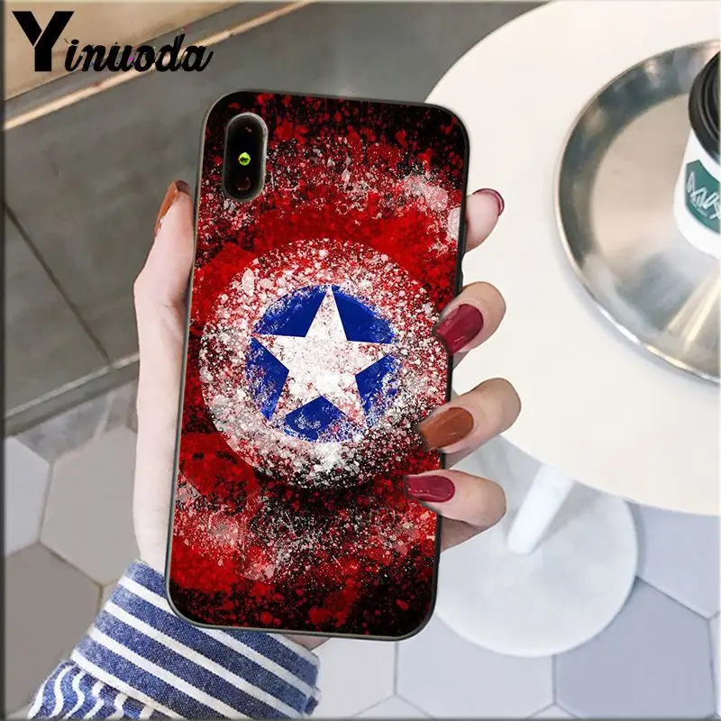 Yinuoda Marvel Мстители Капитан Америка рисунок чехол для телефона iPhone X XS MAX 6 6S 7 7plus 8 8Plus