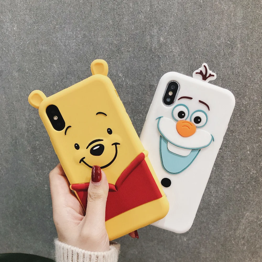 3D милый силиконовый чехол с изображением медведя Олафа для iPone 11 pro X XR XS Max 8 7 6 6s plus