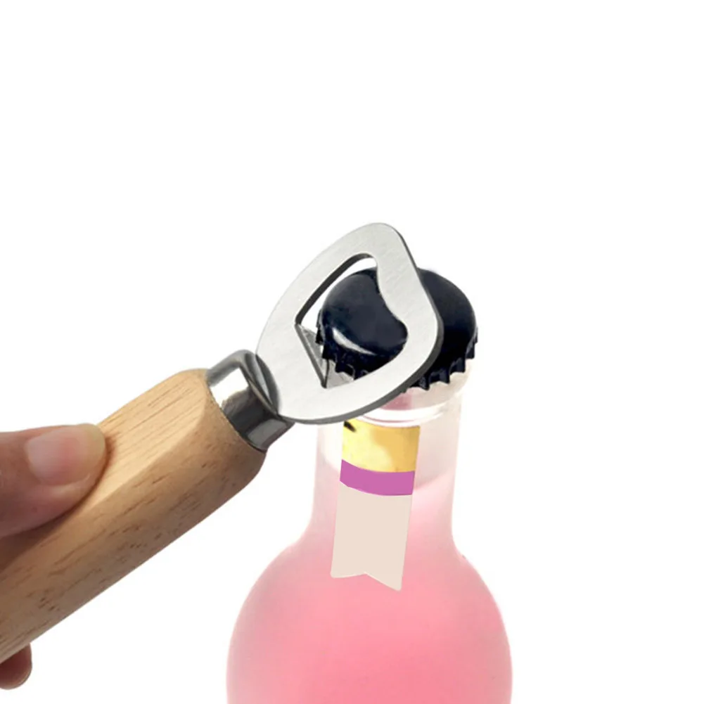 Portable Bottle Opener Rubber Wood Handel Stainless Steel Can Jar Multifunction With Hook Kitchen Ga | Дом и сад