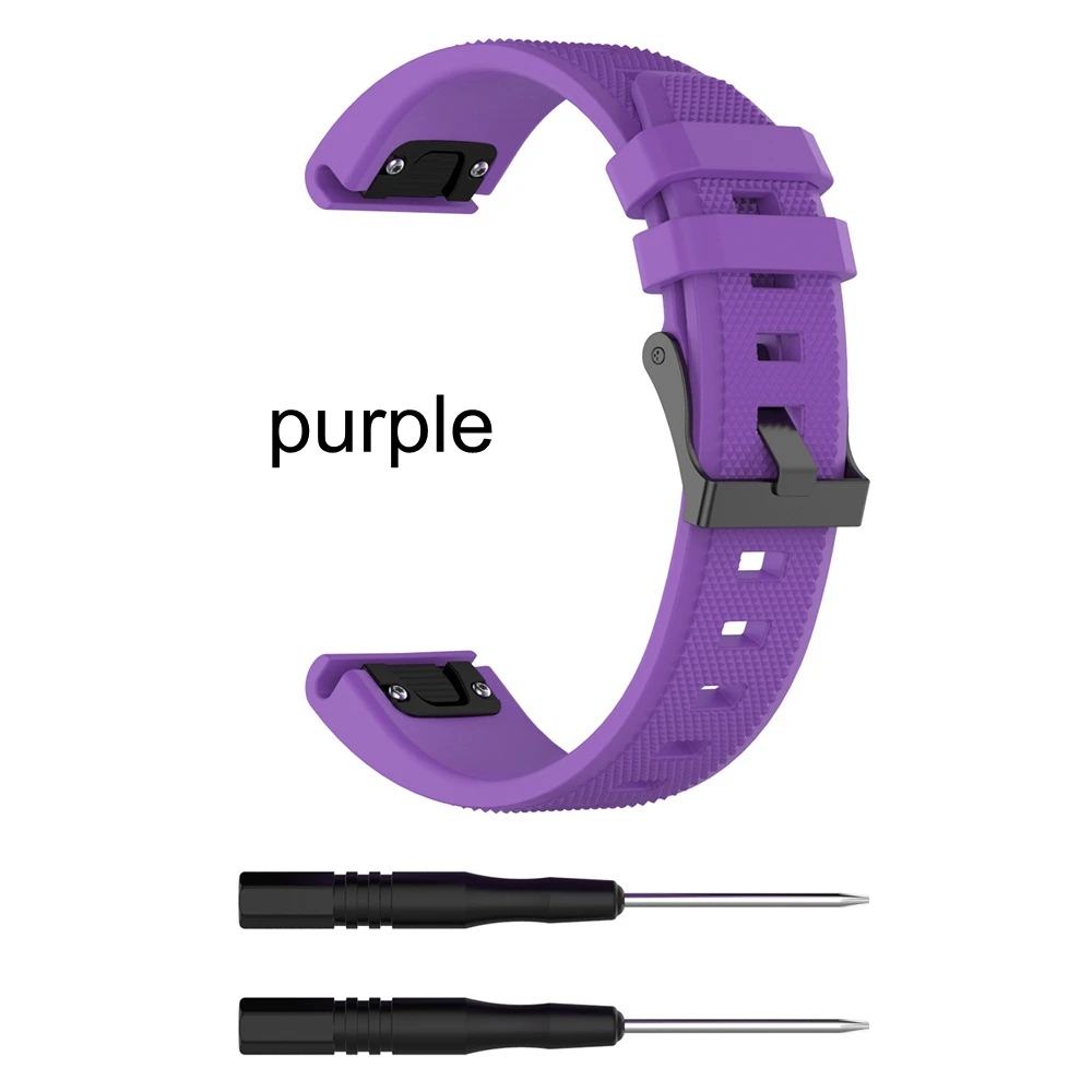 purple Качественный мягкий резиновый сменный ремешок для часов Quick Release силиконовый 22 мм браслет ремешок для Garmin Fenix 5/Forerunner 935/945 - Цвет: purple