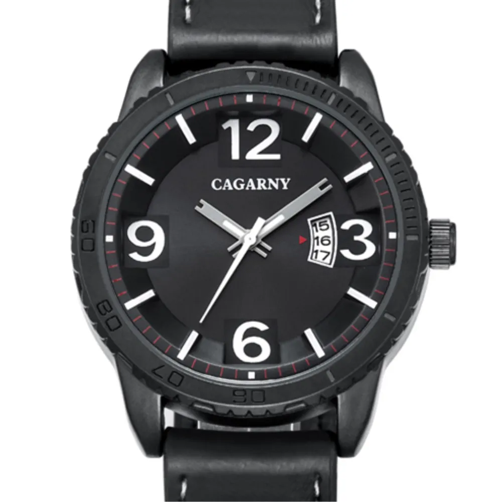 

Fashion Men CAGARNY Brand Luxury WristWatch Male Clock Watch Waterproof Calendar Wristwatch Quartz Leather belt Watch PENGNATATE