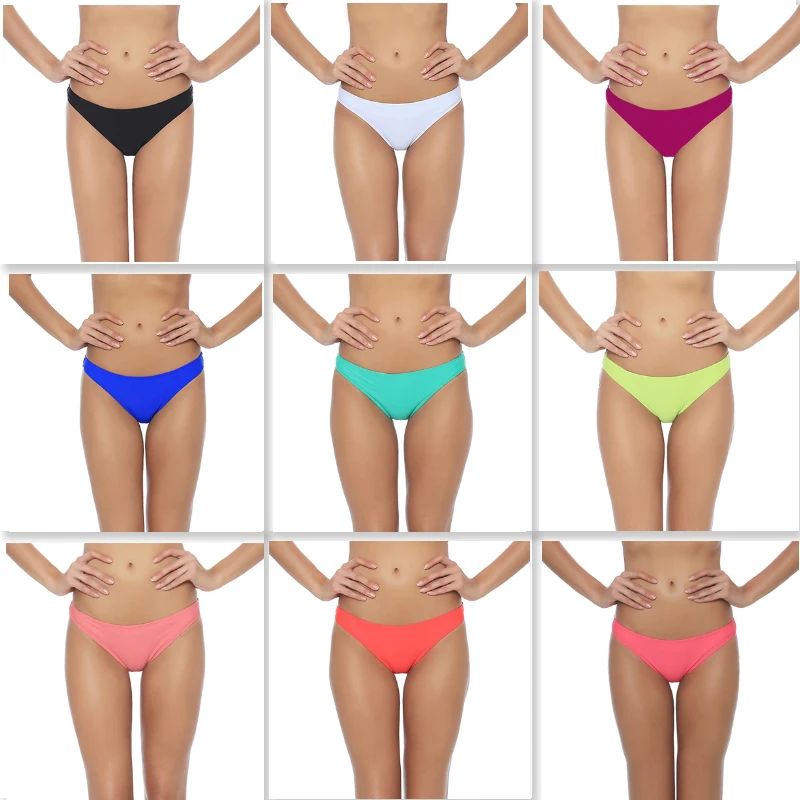 2019 New women swimwear high cut bottom briefs solid brazilian bikini sexy Bottoms Biquini Swimsuit Ruched thong | Спорт и