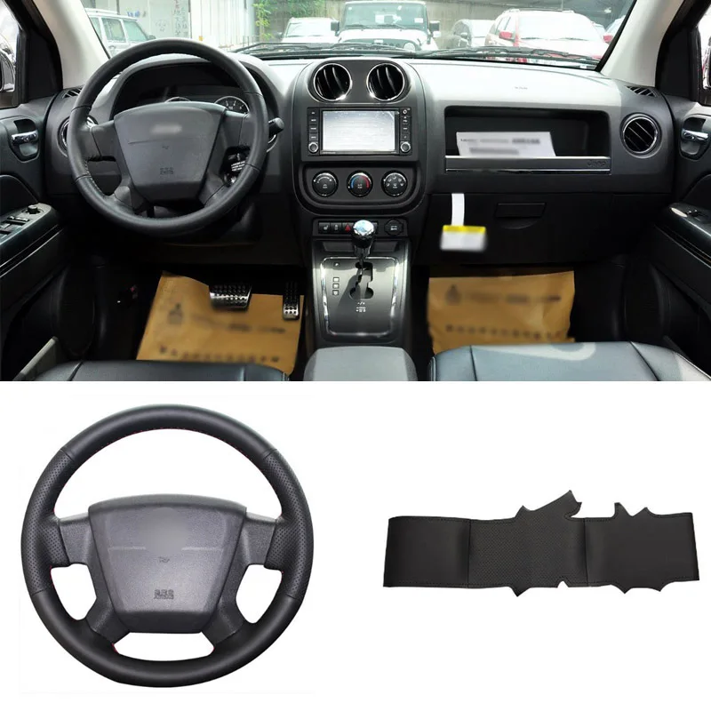 Чехол для руля DIY из искусственной кожи с шитьем точно подходит Jeep Compass 2006 2010 Patriot