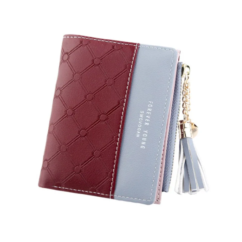 Кожаный маленький кошелек для женщин, Мини женские кошельки, кошельки, женские короткие Портмоне на молнии, кошелек, кредитный держатель для карт, кисточка, сумка на молнии