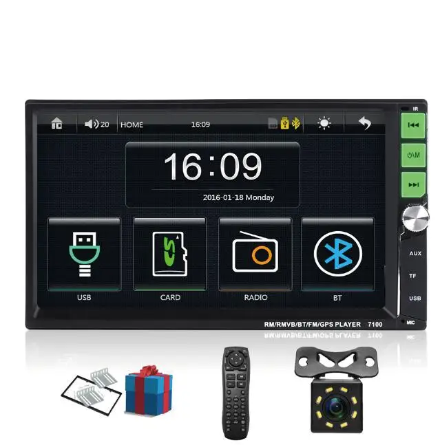 2 din автомагнитола " HD сенсорный экран плеер mirrorlink Android 9 Iphone MP5/SD/FM/MP4/USB/AUX/Bluetooth Авто Аудио для камеры - Color: Wired camera