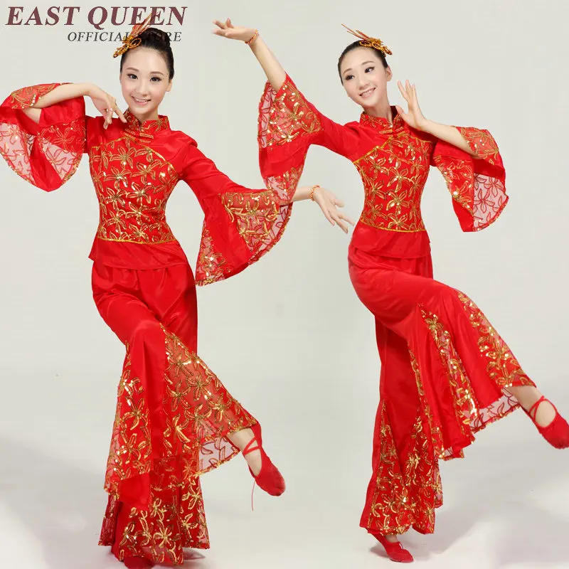 

Костюм китайского народного танца для женщин, одежда для сцены, Национальный старинный фанат, традиционный китайский танцевальный костюм s ...