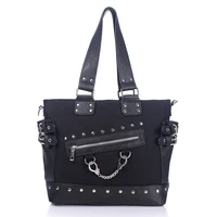 fashion women lady girls handcuff charm gothic punk handbag messenger shoulder bag black cotton