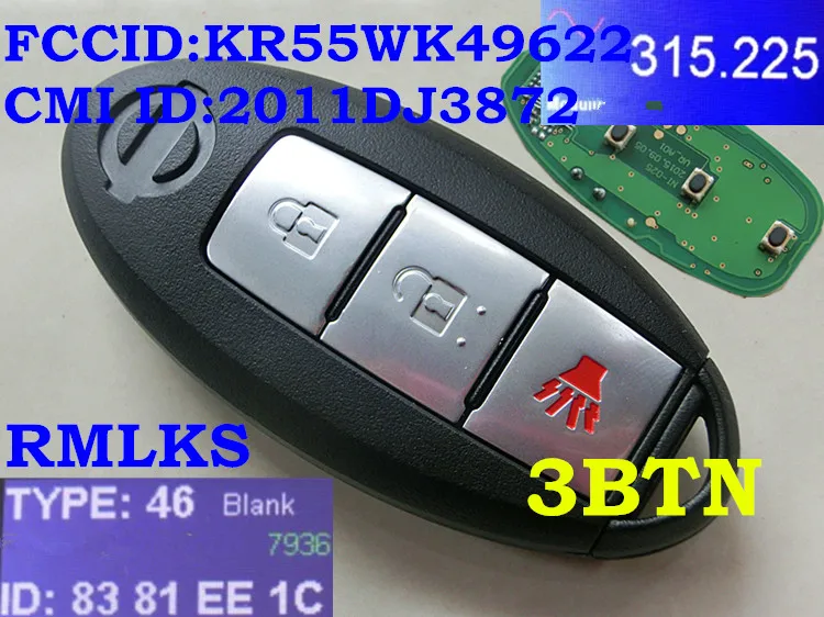 Умный дистанционный ключ RMLKS 315 МГц 433 для NISSAN Teana Altima Maxima Infiniti FCC ID KR55WK48903 KR55WK68904