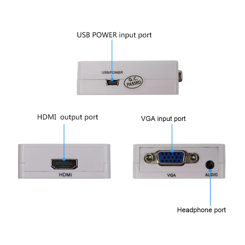 Мини преобразователь из VGA в HDMI поддержка 720p 1080p VGA2HDMI с аудио для ПК ноутбука HDTV