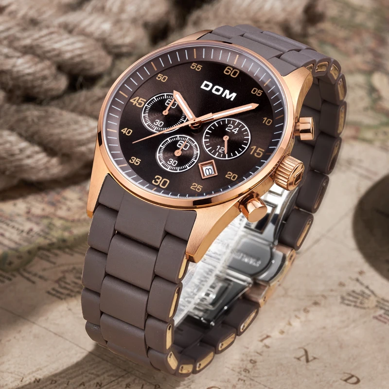 DOM мужские часы лучший бренд класса люкс водонепроницаемые кварцевые из